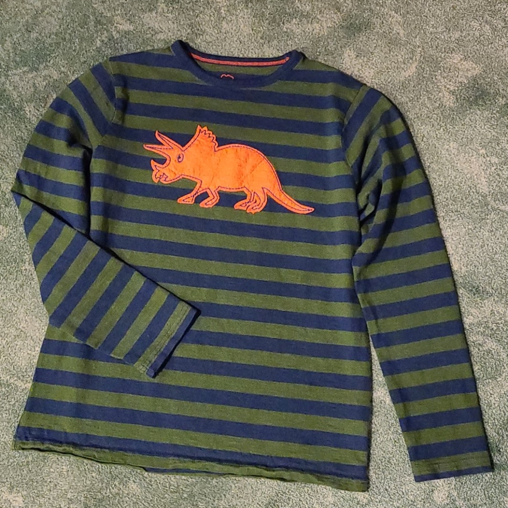 Mini Boden Dino striped shirt